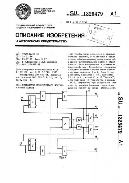 Устройство приоритетного доступа к общей памяти (патент 1325479)