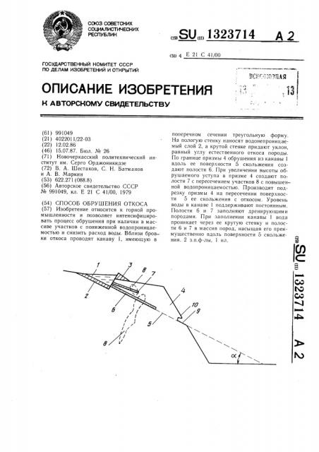 Способ обрушения откоса (патент 1323714)