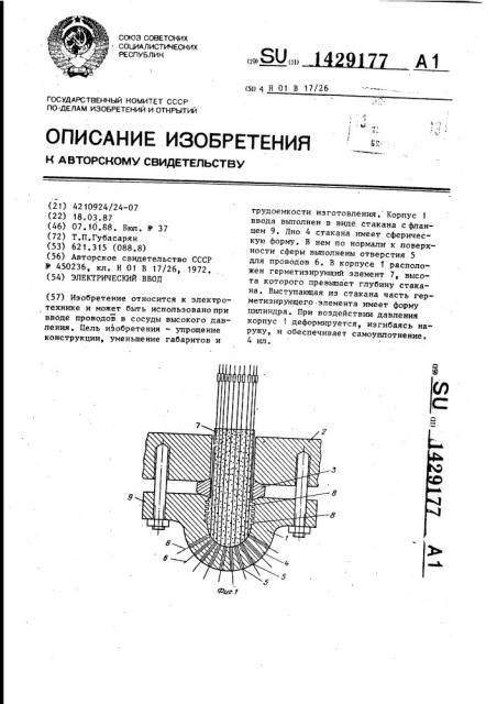 Электрический ввод (патент 1429177)