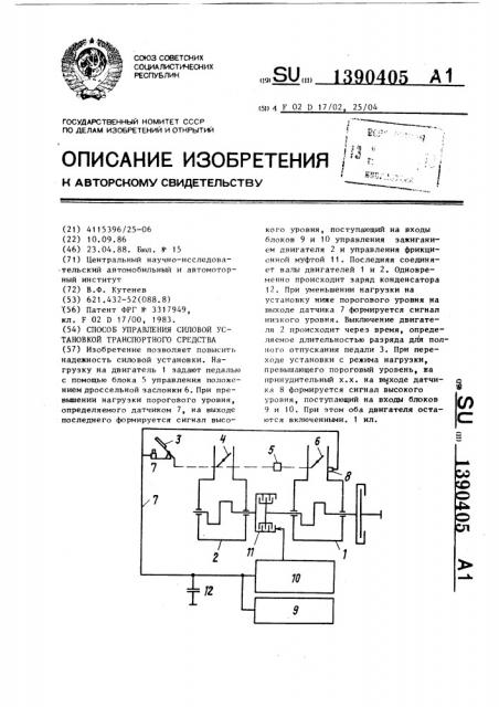 Способ управления силовой установкой транспортного средства (патент 1390405)