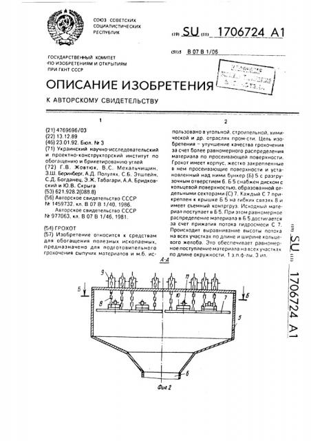 Грохот (патент 1706724)