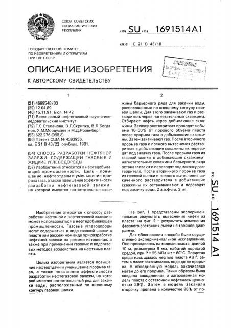 Способ разработки нефтяной залежи, содержащей газовые и жидкие углеводороды (патент 1691514)