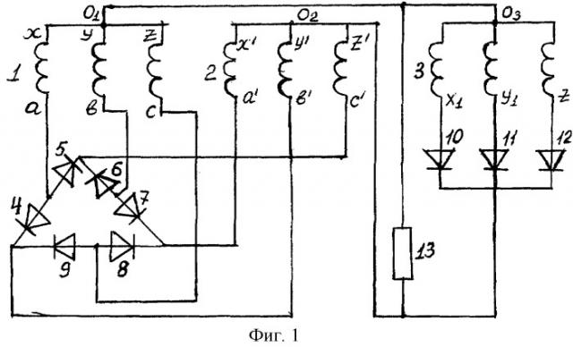Преобразователь трехфазного переменного напряжения в постоянное (варианты) (патент 2286644)