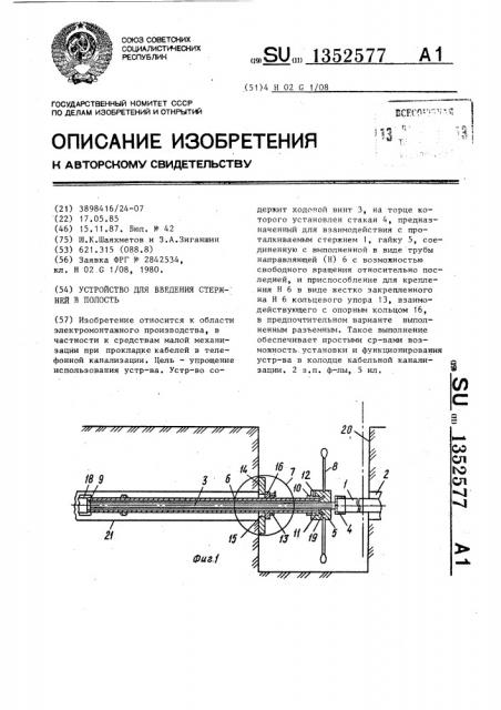 Устройство для введения стержней в полость (патент 1352577)