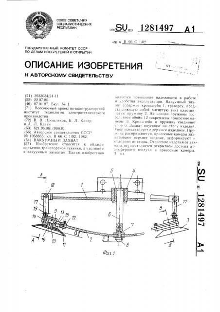 Вакуумный захват (патент 1281497)