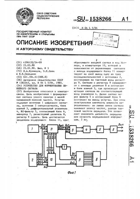 Устройство для формирования линейного сигнала (патент 1538266)