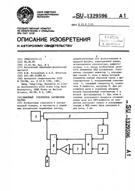 Линейный ускоритель заряженных частиц (патент 1329596)