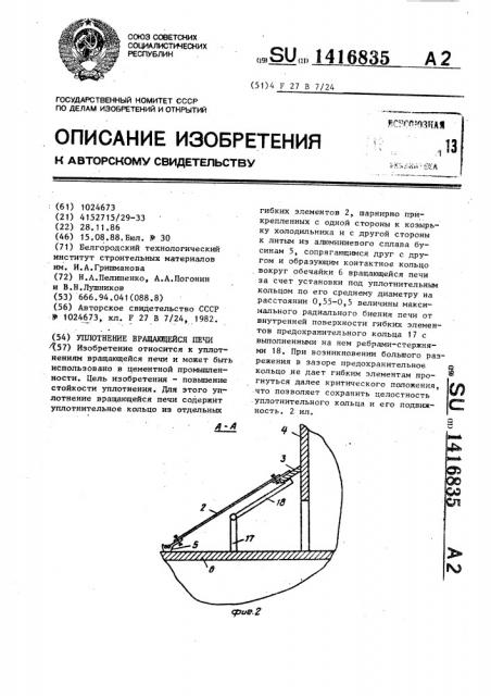 Уплотнение вращающейся печи (патент 1416835)