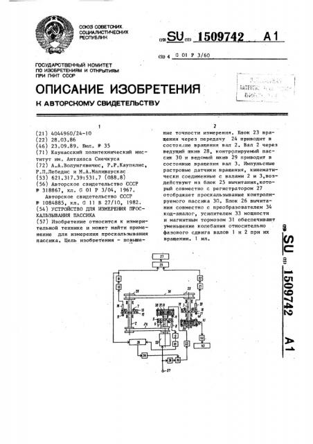 Устройство для измерения проскальзывания пассика (патент 1509742)