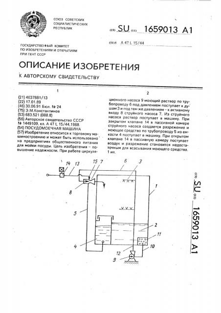 Посудомоечная машина (патент 1659013)