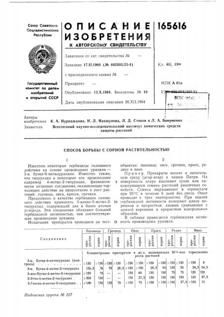 Способ борьбы с сорной растительностью (патент 165616)