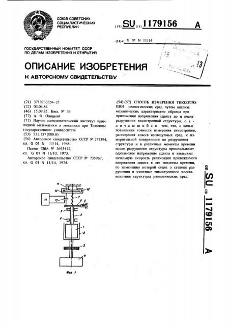 Способ измерения тиксотропии (патент 1179156)