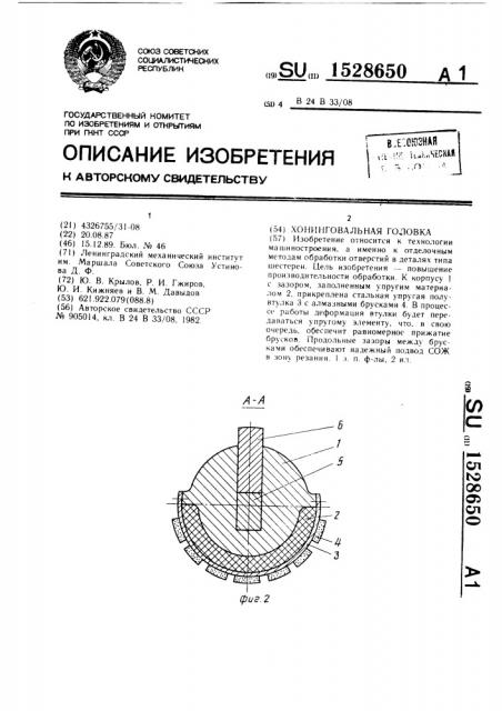 Хонинговальная головка (патент 1528650)