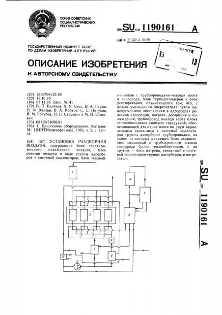 Установка разделения воздуха (патент 1190161)