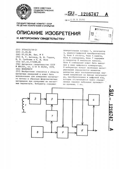 Веберметр (патент 1216747)