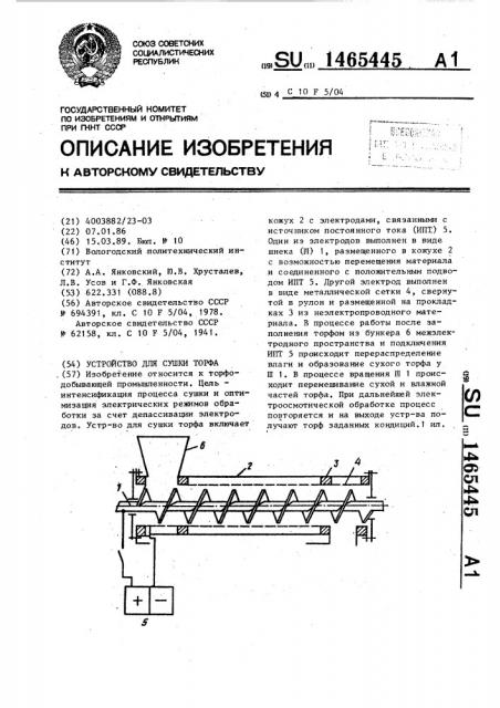 Устройство для сушки торфа (патент 1465445)