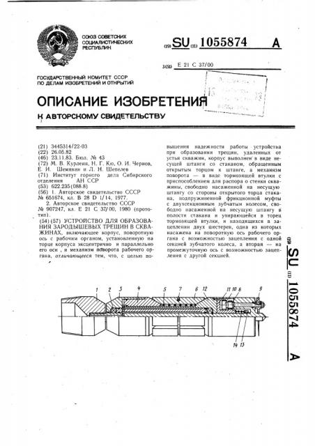 Устройство для образования зародышевых трещин в скважинах (патент 1055874)