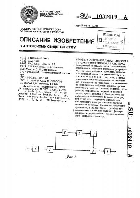 Многоканальная цифровая сейсморегистрирующая система (патент 1032419)