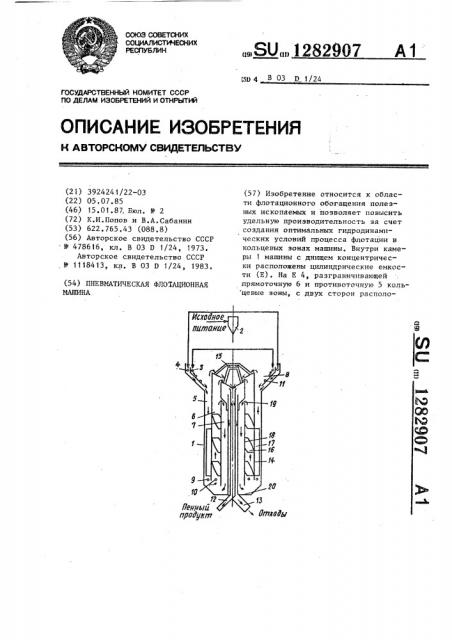 Пневматическая флотационная машина (патент 1282907)