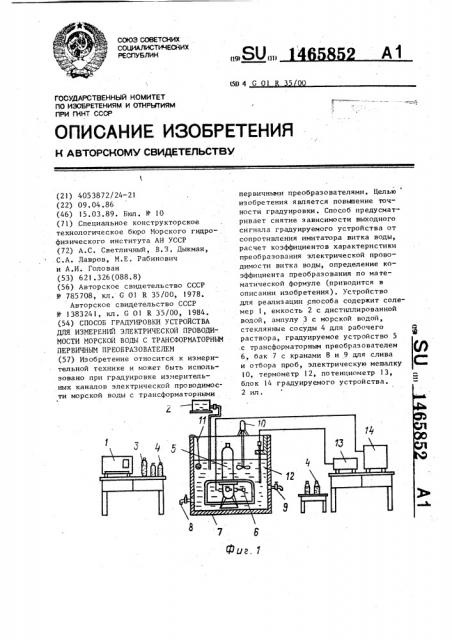 Способ градуировки устройства для измерений электрической проводимости морской воды с трансформаторным первичным преобразователем (патент 1465852)