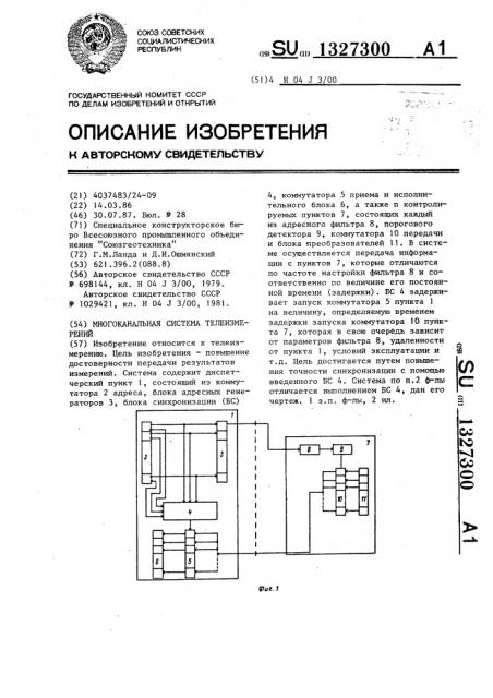 Многоканальная система телеизмерений (патент 1327300)