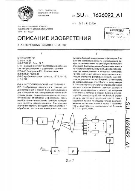 Акустооптический частотомер (патент 1626092)