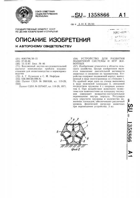 Устройство для развития мышечной системы и игр животных (патент 1358866)