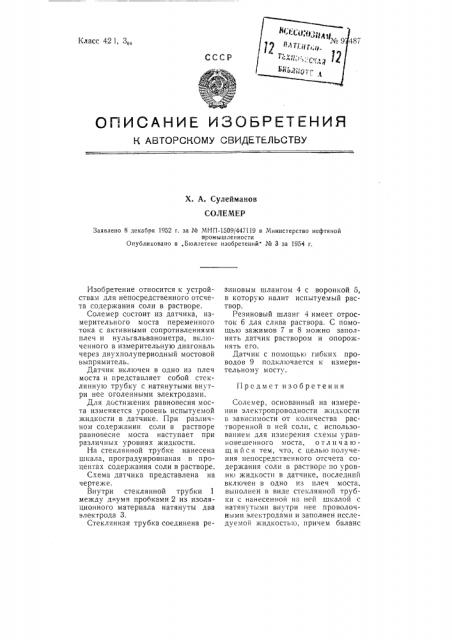 Солемер (патент 97487)