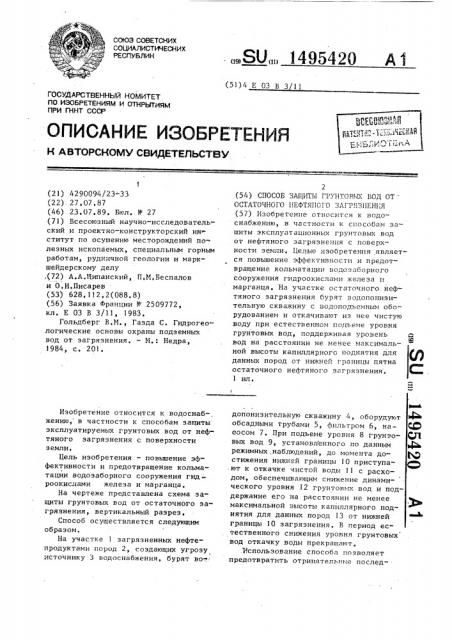 Способ защиты грунтовых вод от остаточного нефтяного загрязнения (патент 1495420)