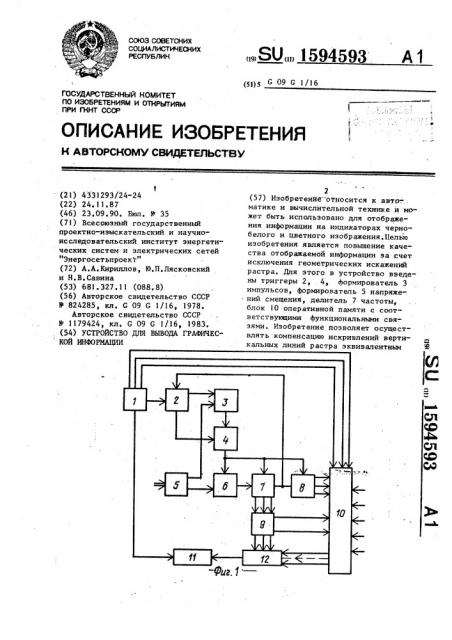 Устройство для вывода графической информации (патент 1594593)