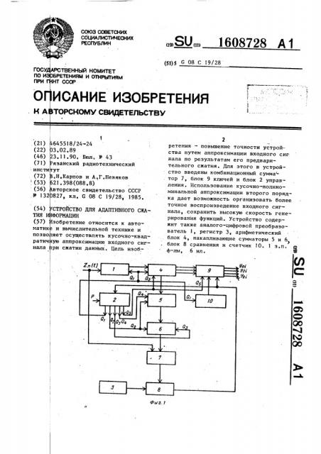 Устройство для адаптивного сжатия информации (патент 1608728)