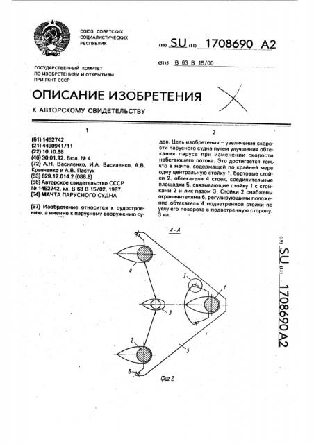Мачта парусного судна (патент 1708690)