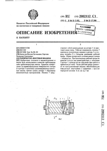 Лабиринтно-винтовая машина (патент 2002112)
