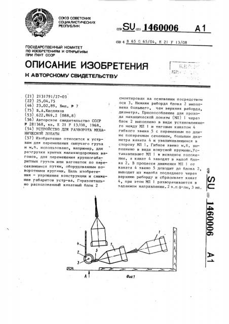 Устройство для разворота механической лопаты (патент 1460006)