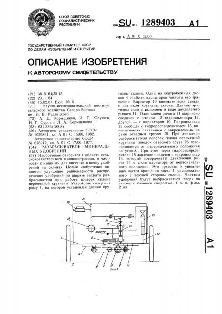 Разбрасыватель минеральных удобрений (патент 1289403)