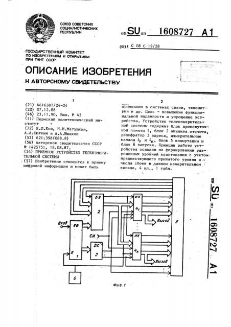 Приемное устройство телеизмерительной системы (патент 1608727)