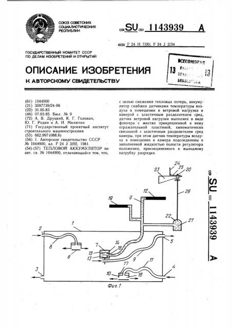 Тепловой аккумулятор (патент 1143939)