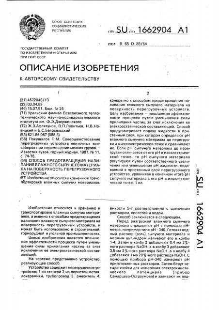 Способ предотвращения налипания влажного сыпучего материала на поверхность перегрузочного устройства (патент 1662904)