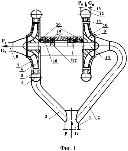 Трансформатор давлений потоков жидкости в трубопроводной системе (патент 2301354)