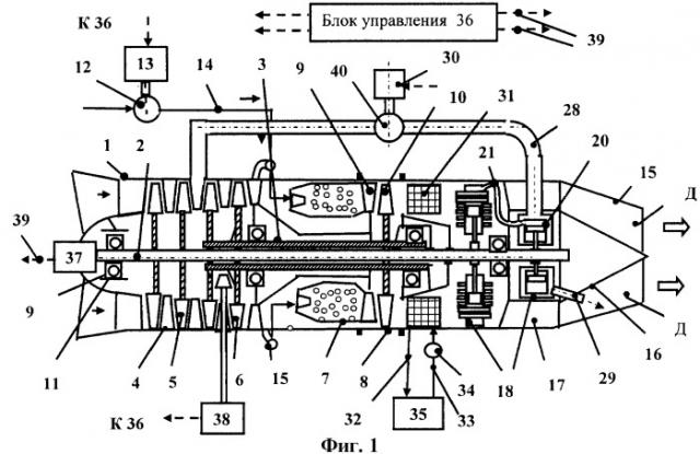 Комбинированный атомный авиационный двигатель (патент 2389886)