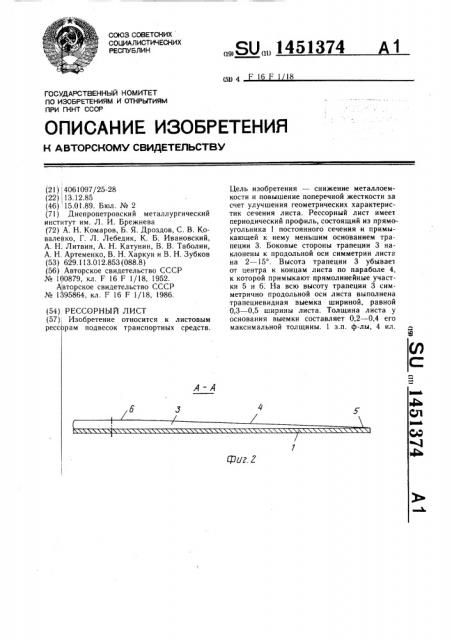Рессорный лист (патент 1451374)