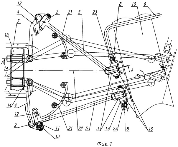 Система переброса рабочего тела для поворотного сопла турбореактивного двигателя (патент 2456468)