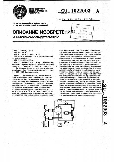 Реогониометр (патент 1022003)