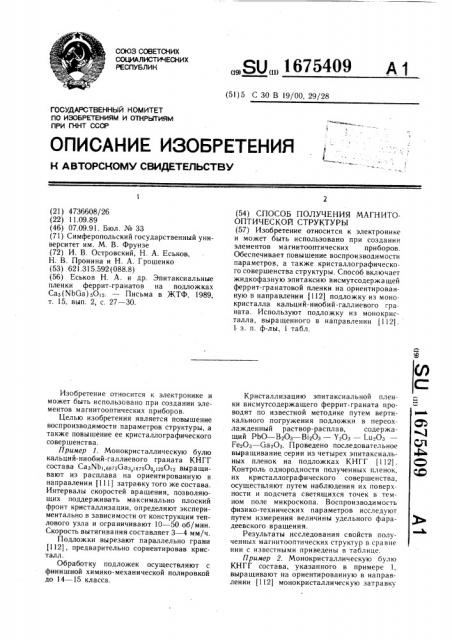 Способ получения магнитнооптической структуры (патент 1675409)