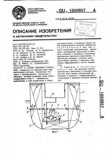 Судно ледового плавания (патент 1050957)