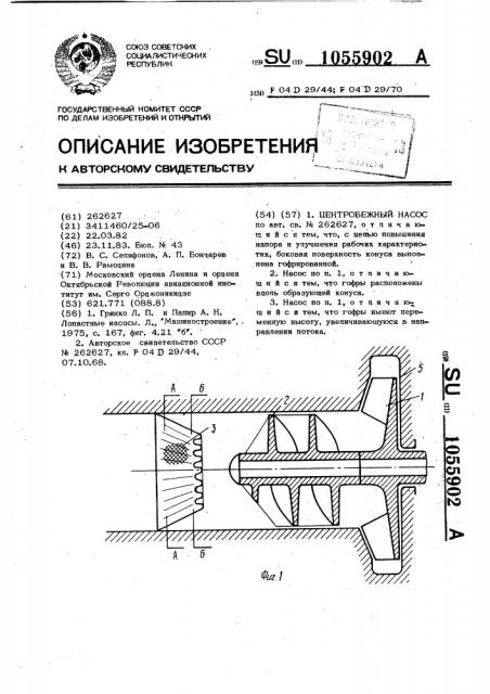 Центробежный насос (патент 1055902)