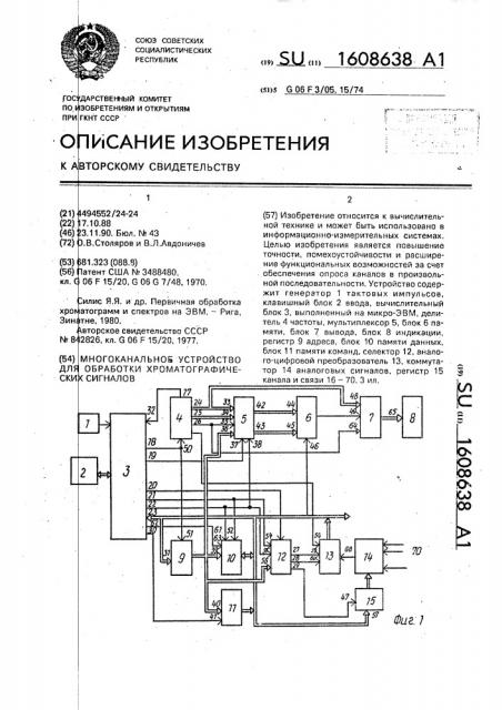 Многоканальное устройство для обработки хроматографических сигналов (патент 1608638)