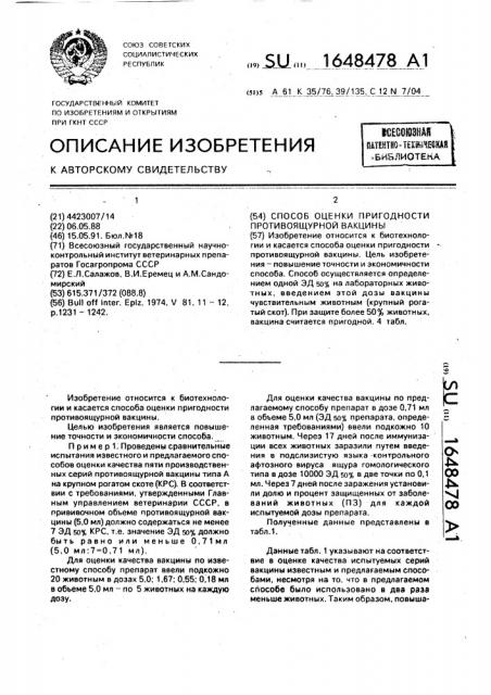 Способ оценки пригодности противоящурной вакцины (патент 1648478)