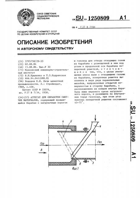Агрегат для обработки сыпучих материалов (патент 1250809)