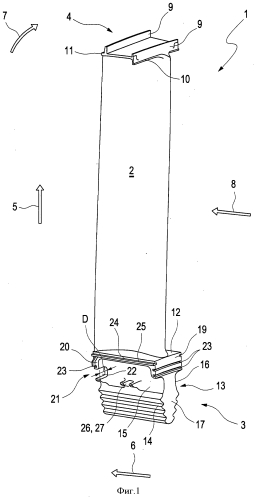 Лопатка ротора турбины, ротор турбины и турбина (патент 2553049)